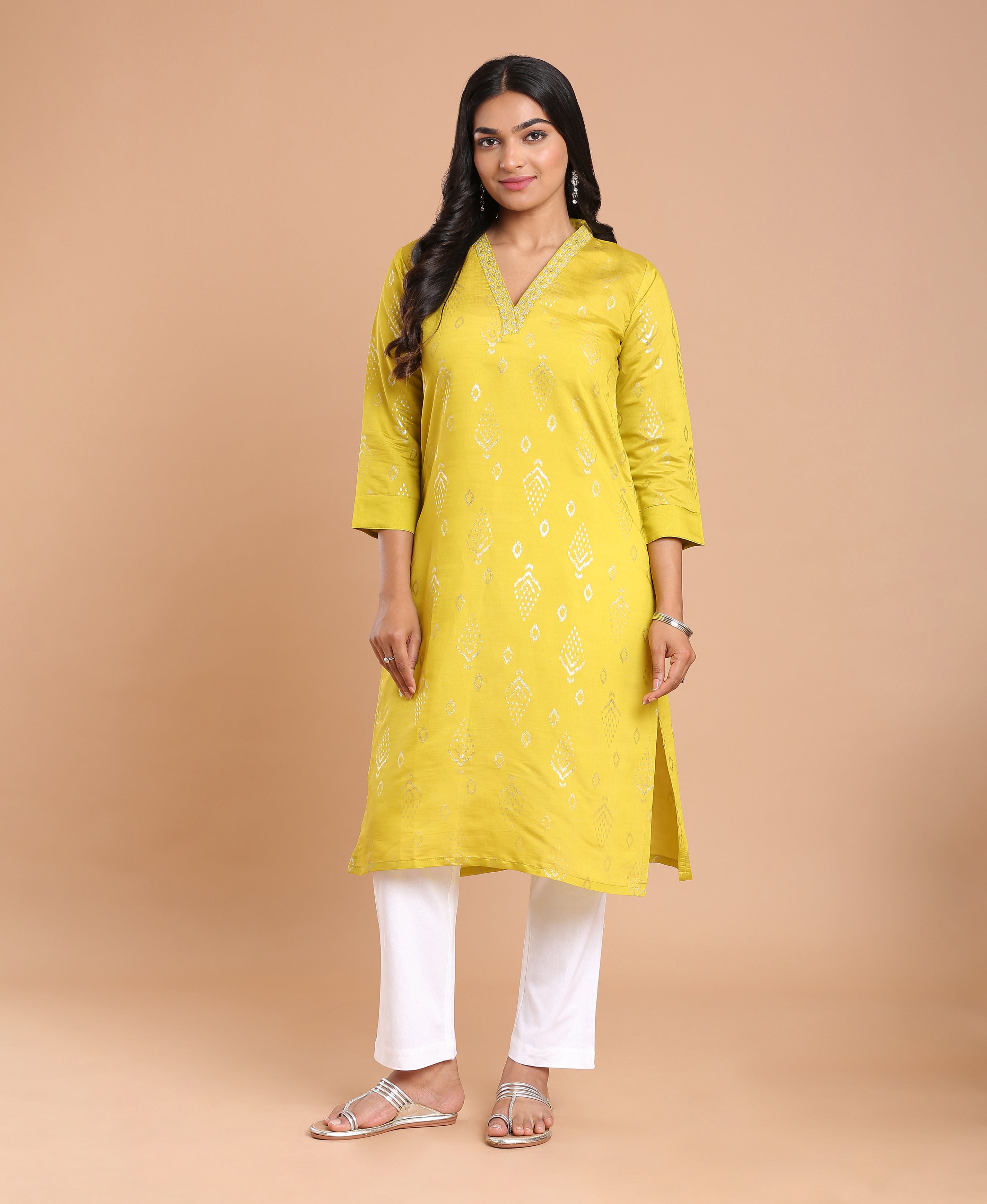 Mustard Glow Silk Kurti