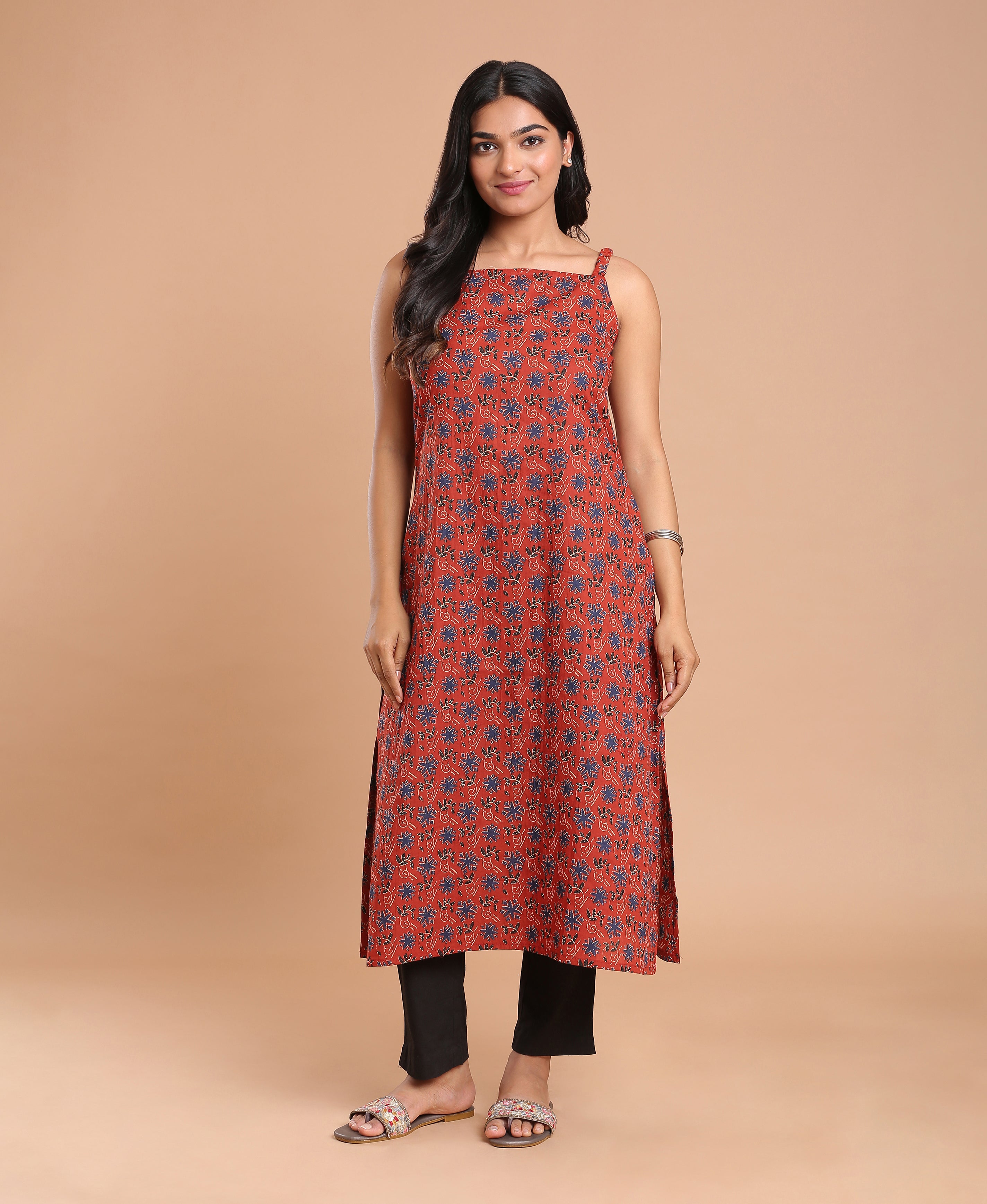 Scarlet Bloom Cotton Kurti