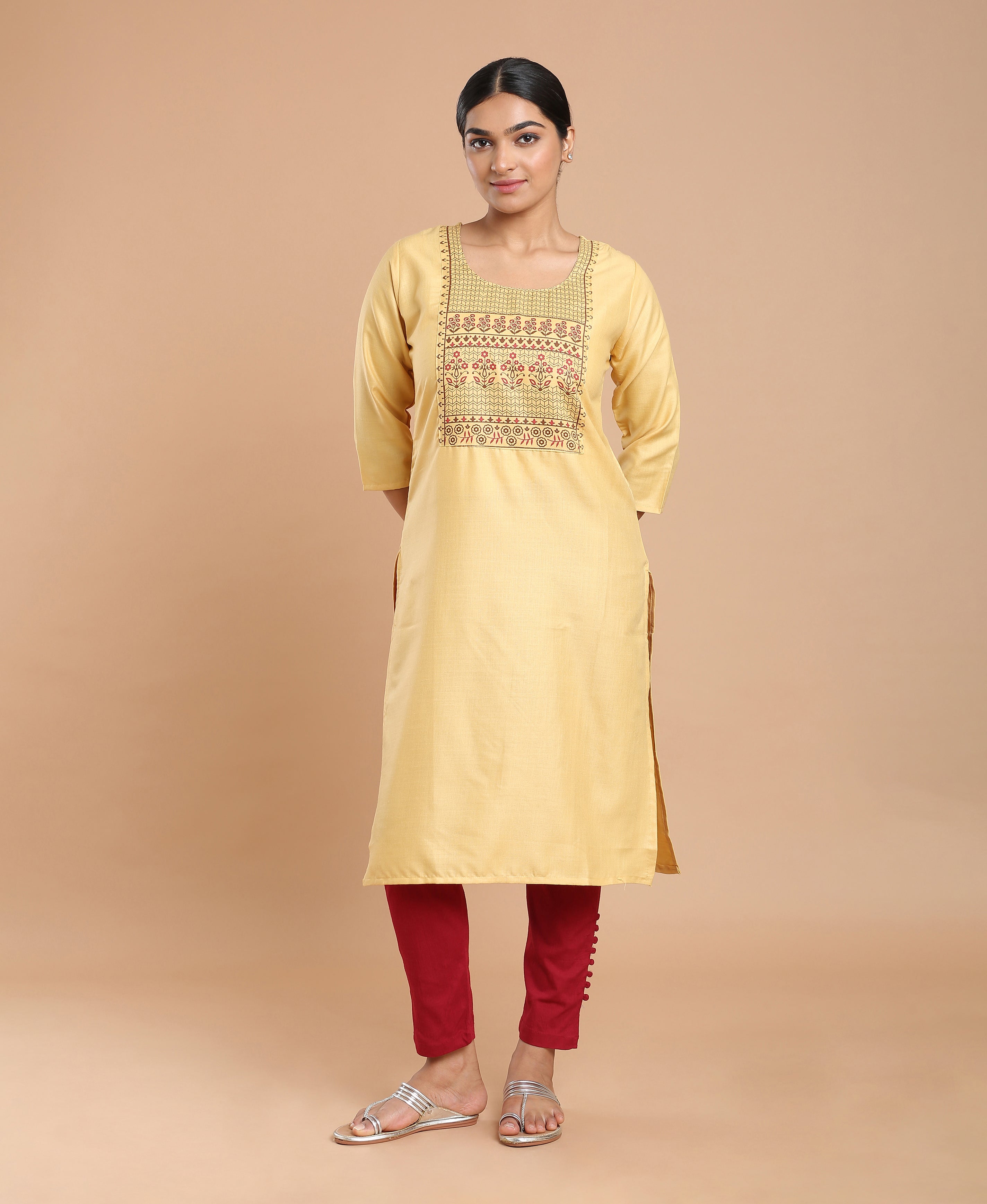 Lemon Glow Poly Cotton Kurti