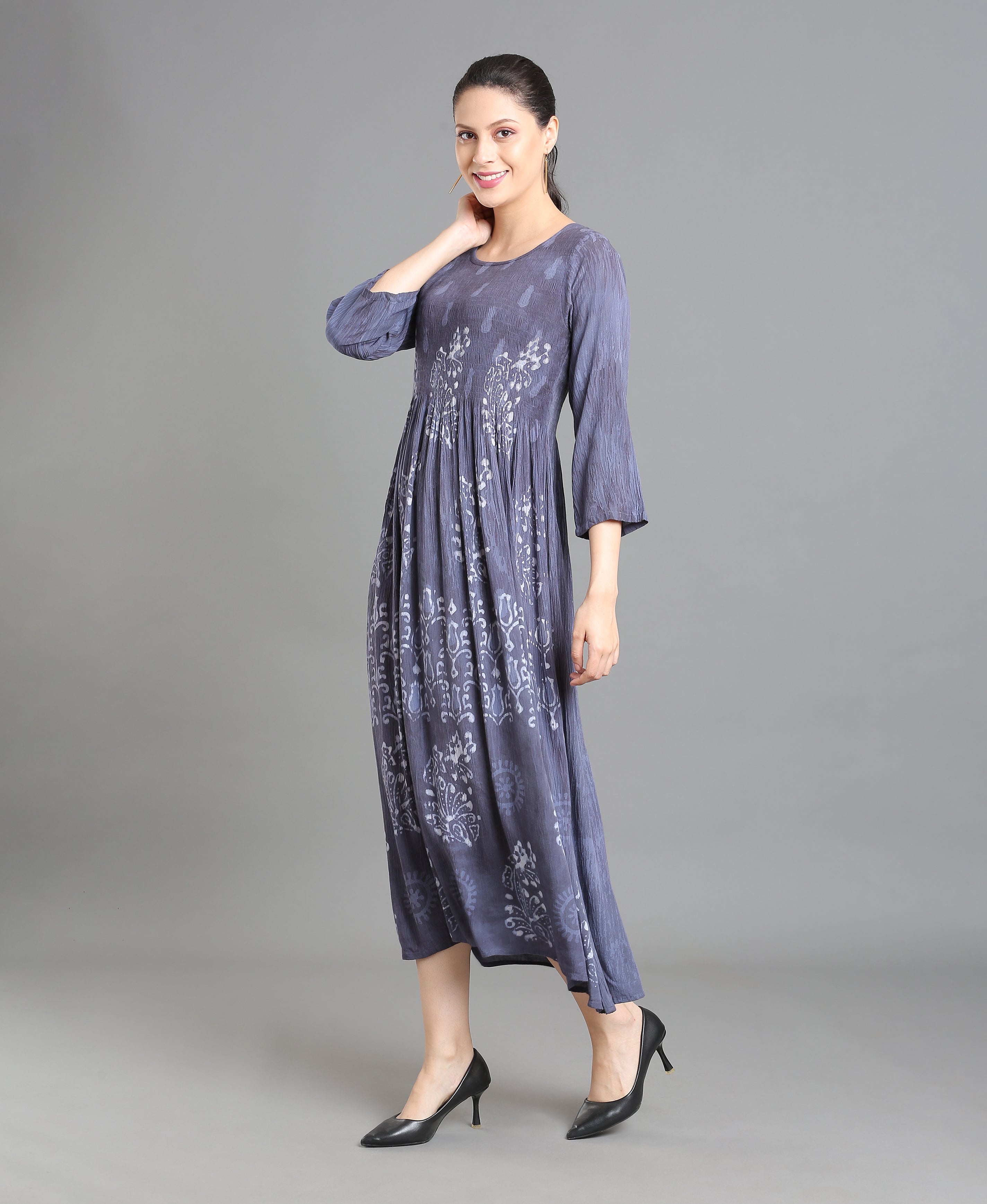Ash Bloom Rayon Flared Dress