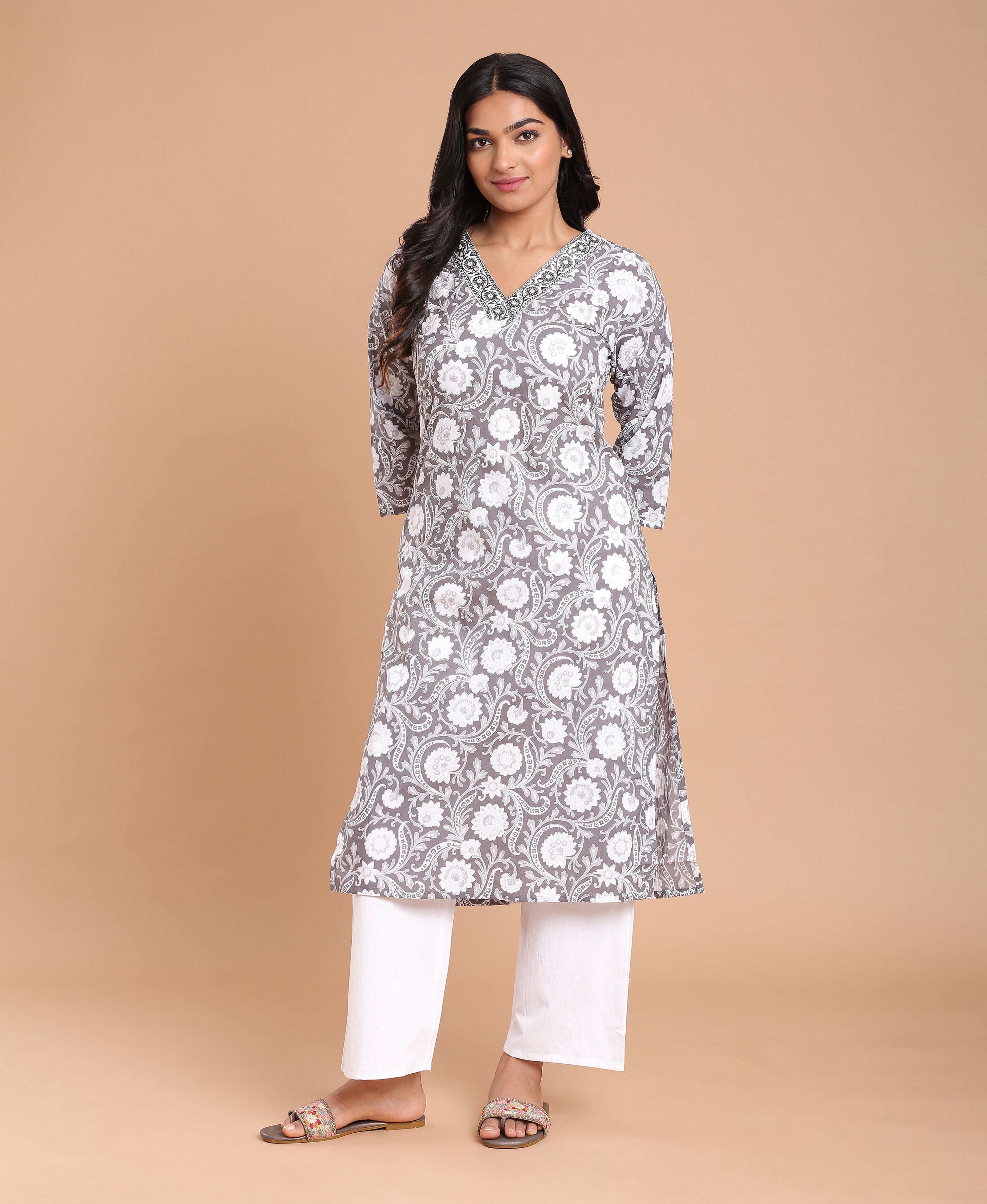 Ash Bloom Straight Kurti
