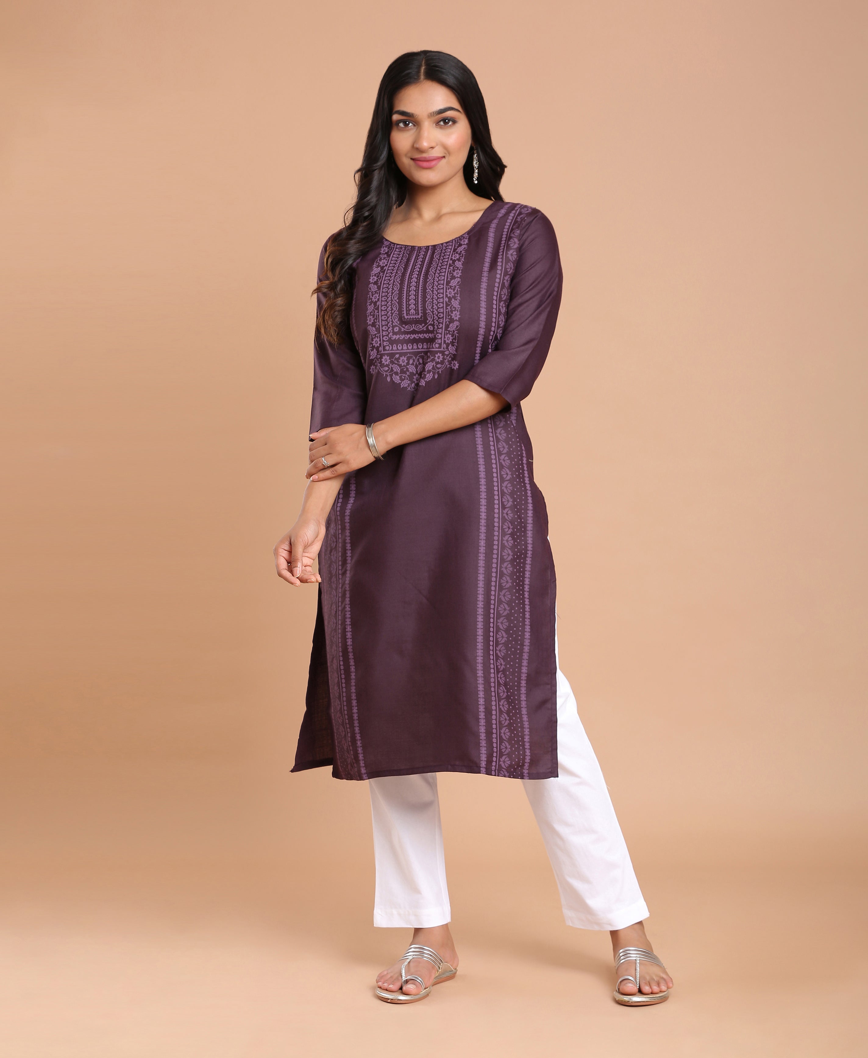 Wine Glow Poly Cotton Kurti