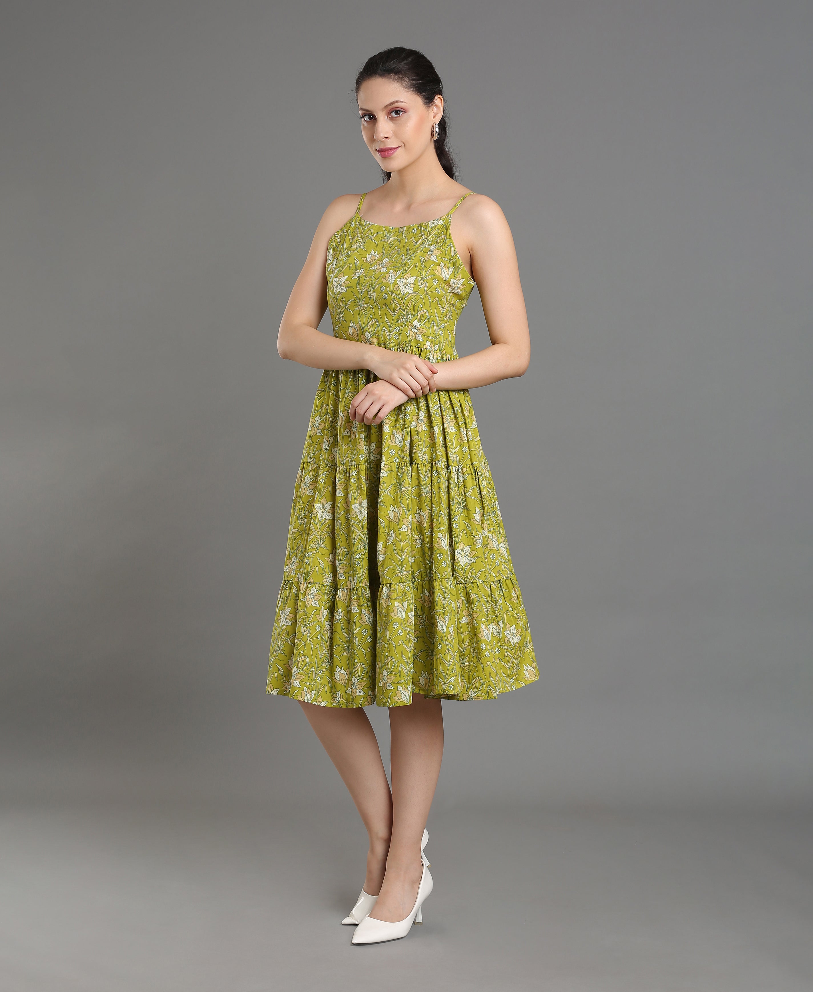 Emerald Cotton Spaghetti Dress