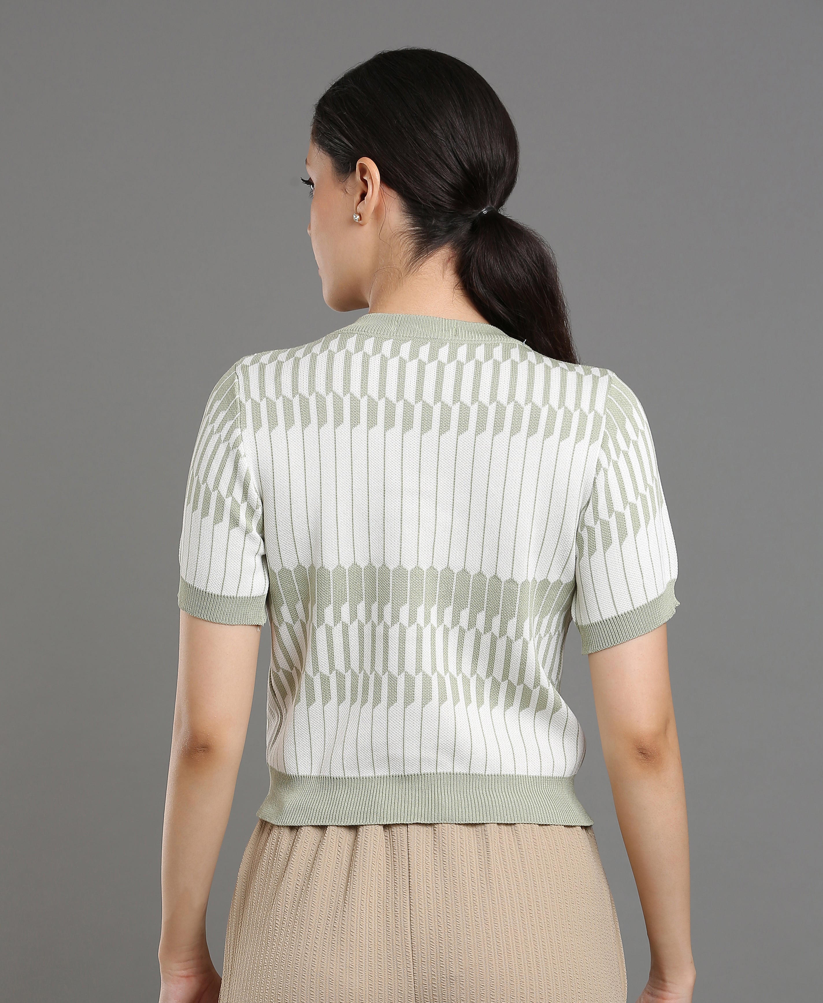 Sage Crochet Round Neck Top
