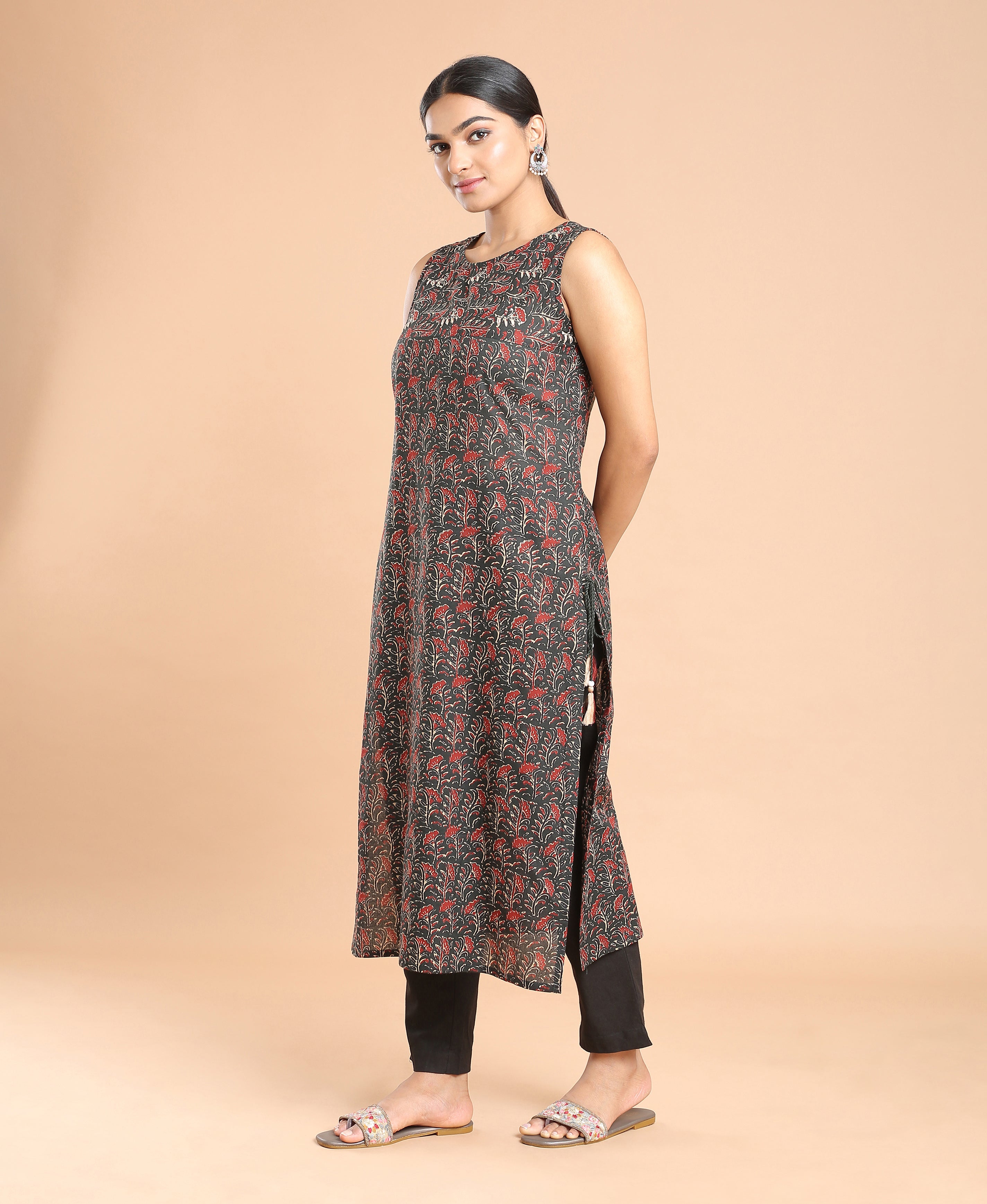 Midnight Bloom Cotton Kurti