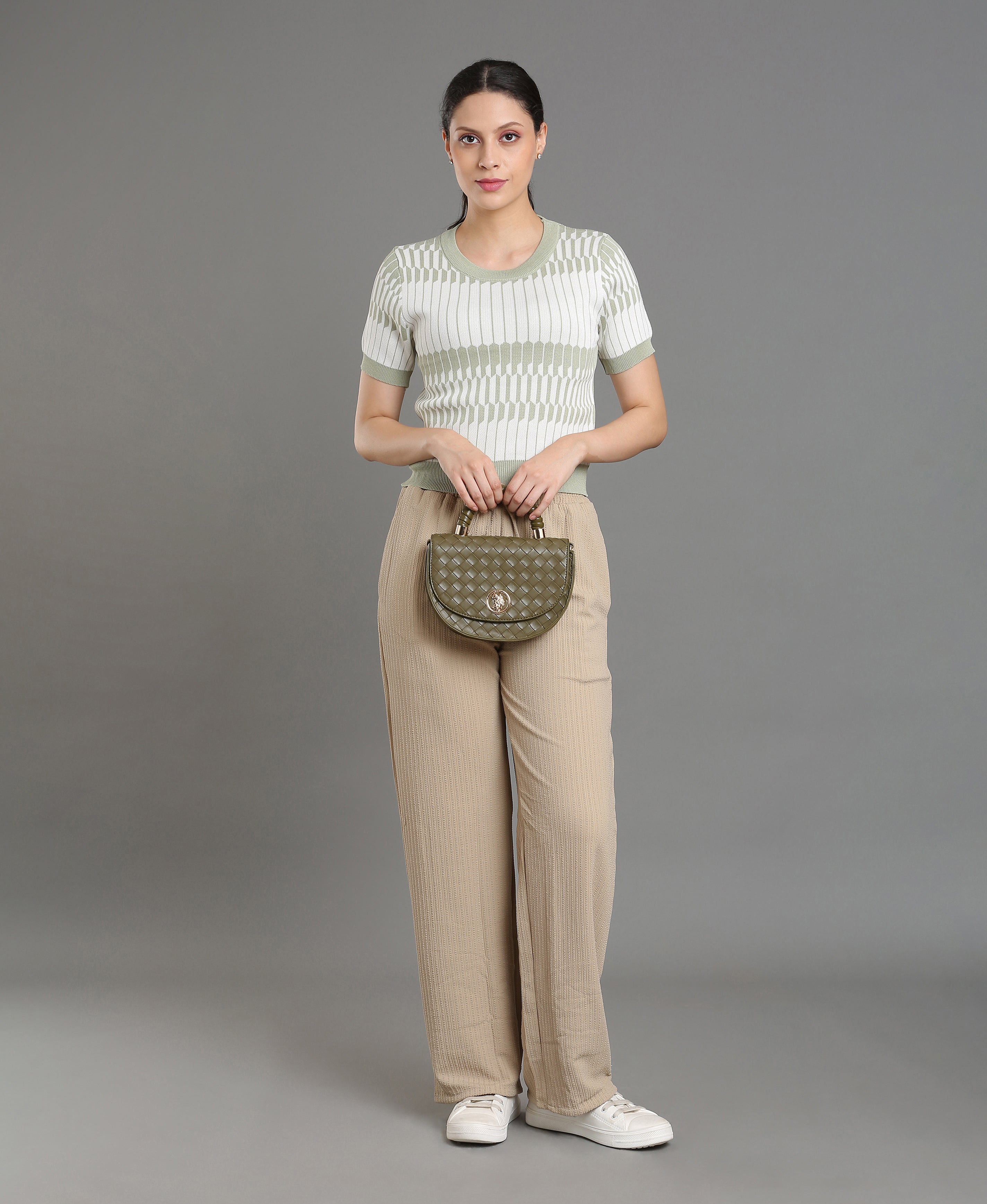 Sage Crochet Round Neck Top