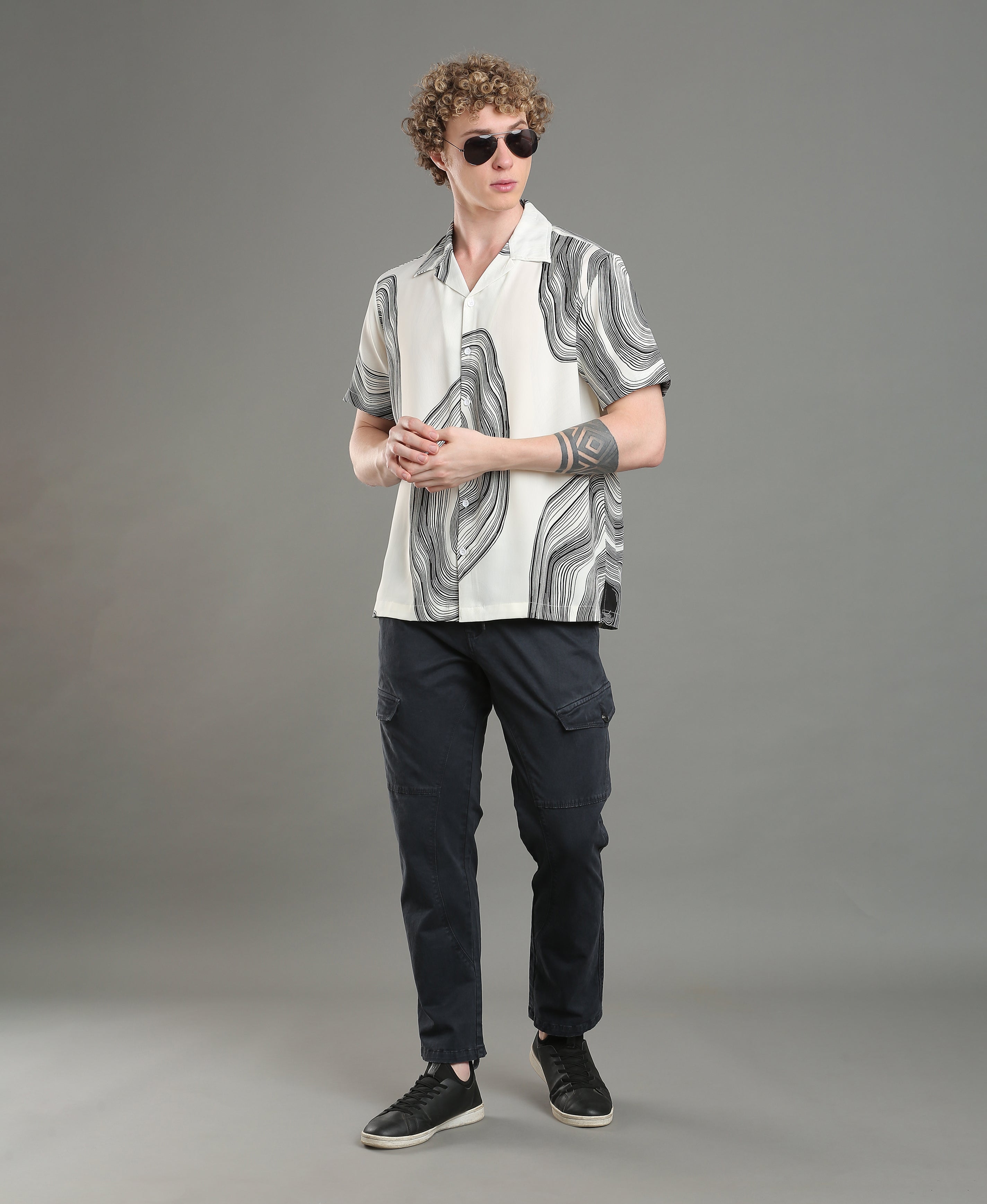 Riviera Wave Printed Cuban Shirt
