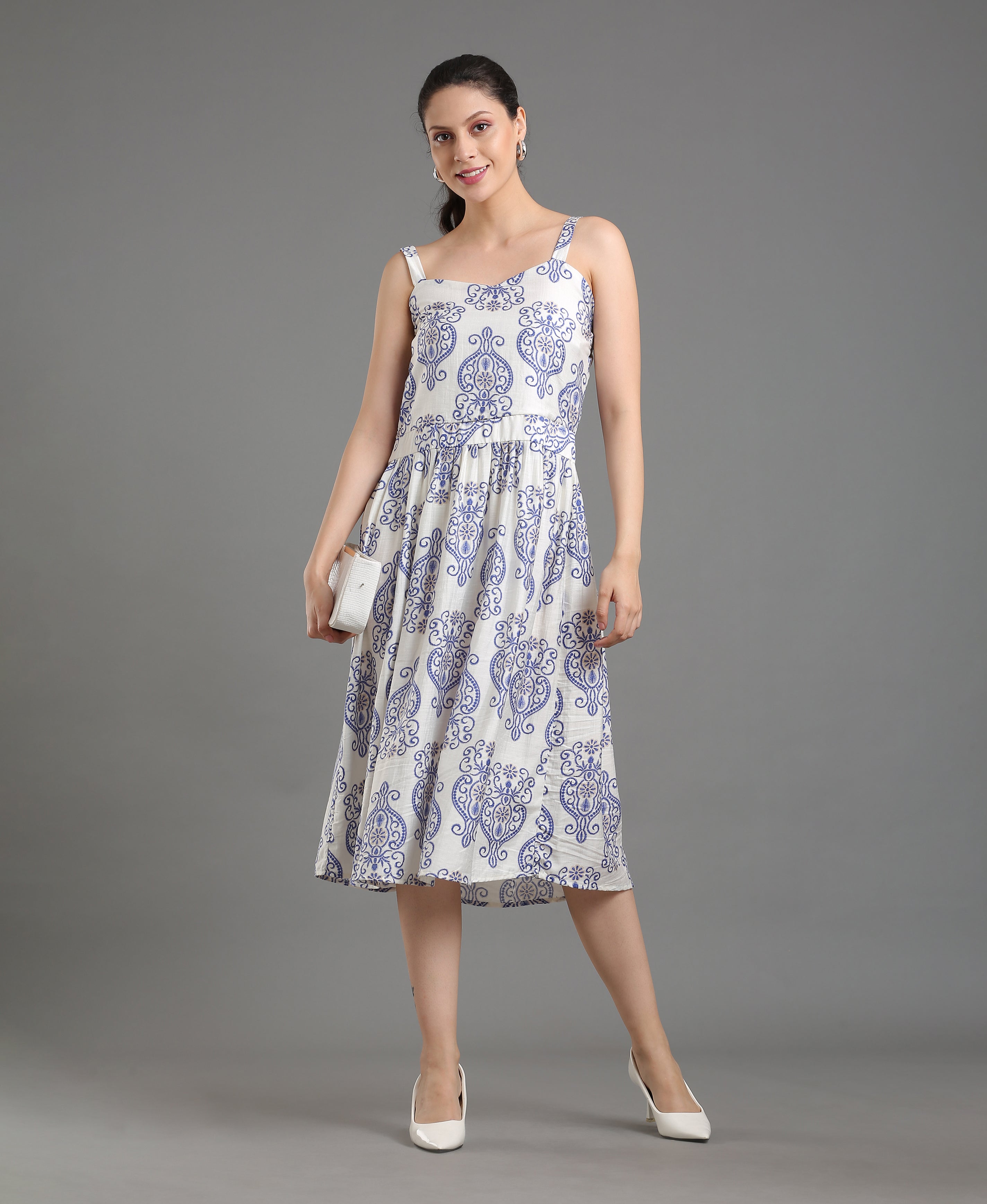 Azure Bloom Cotton Dress