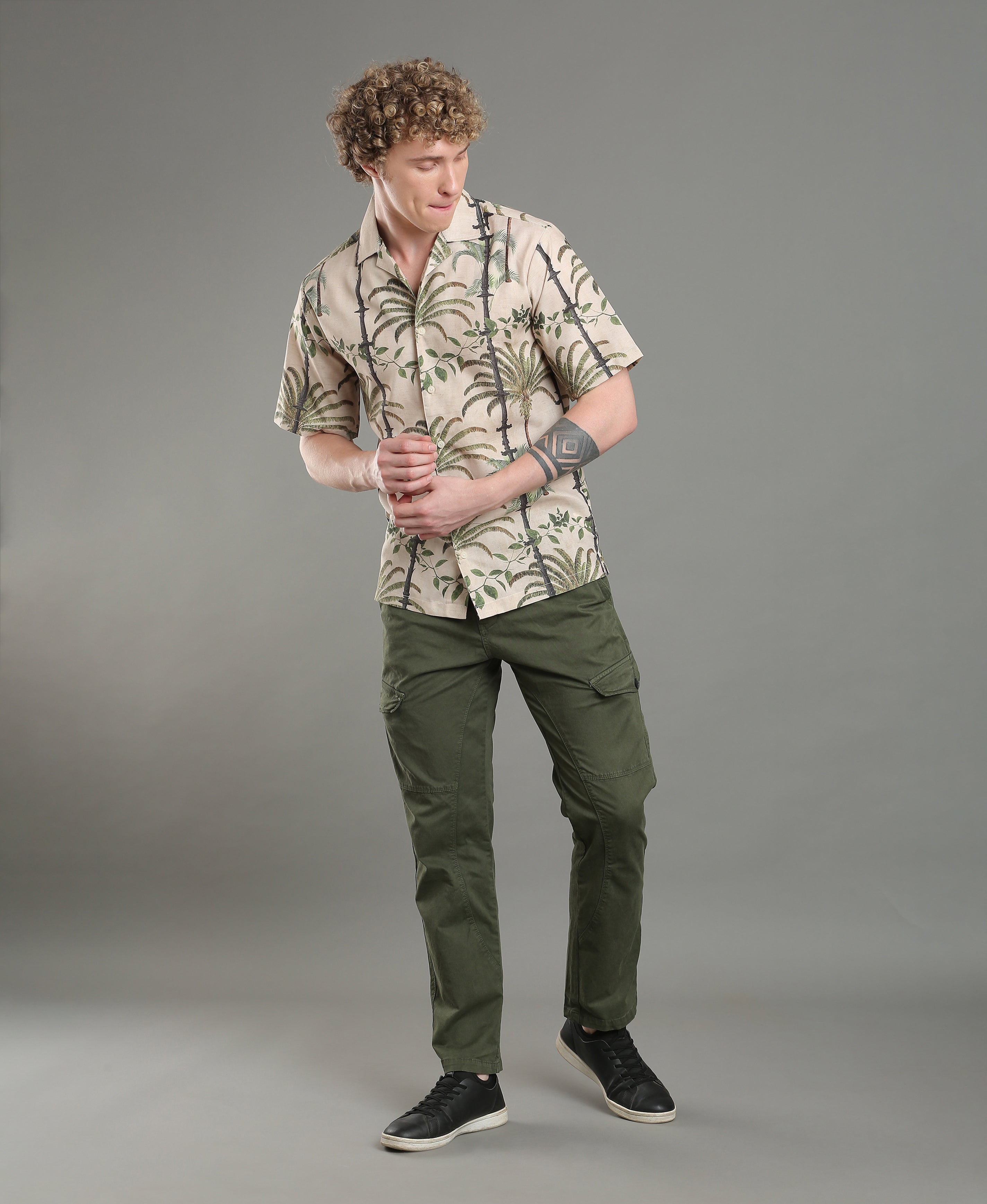 Green Front 6-Pocket Twill Cargos