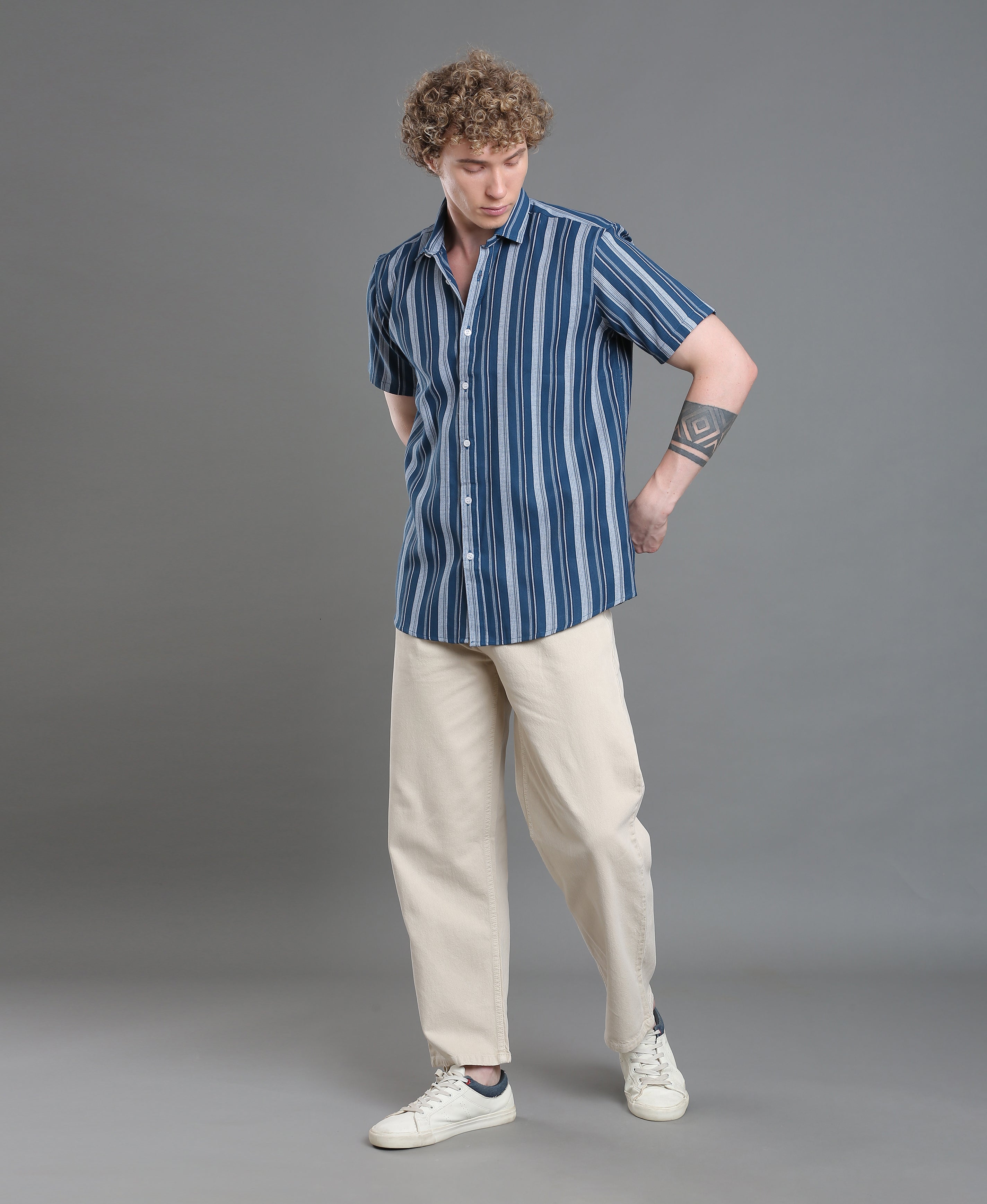 Azure Stripe Tailored Shirt
