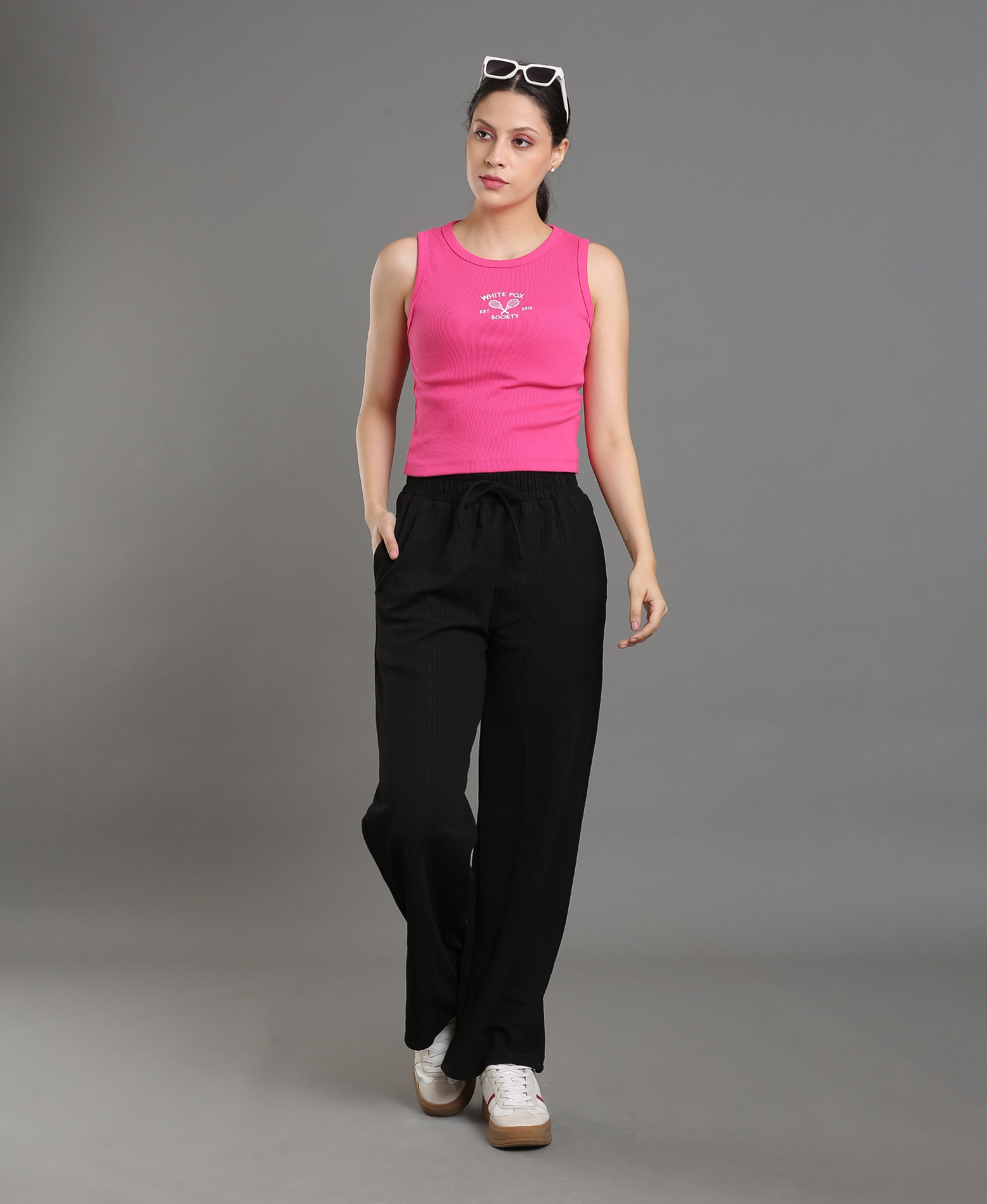 Magenta Bloom Embroidered Crop Top