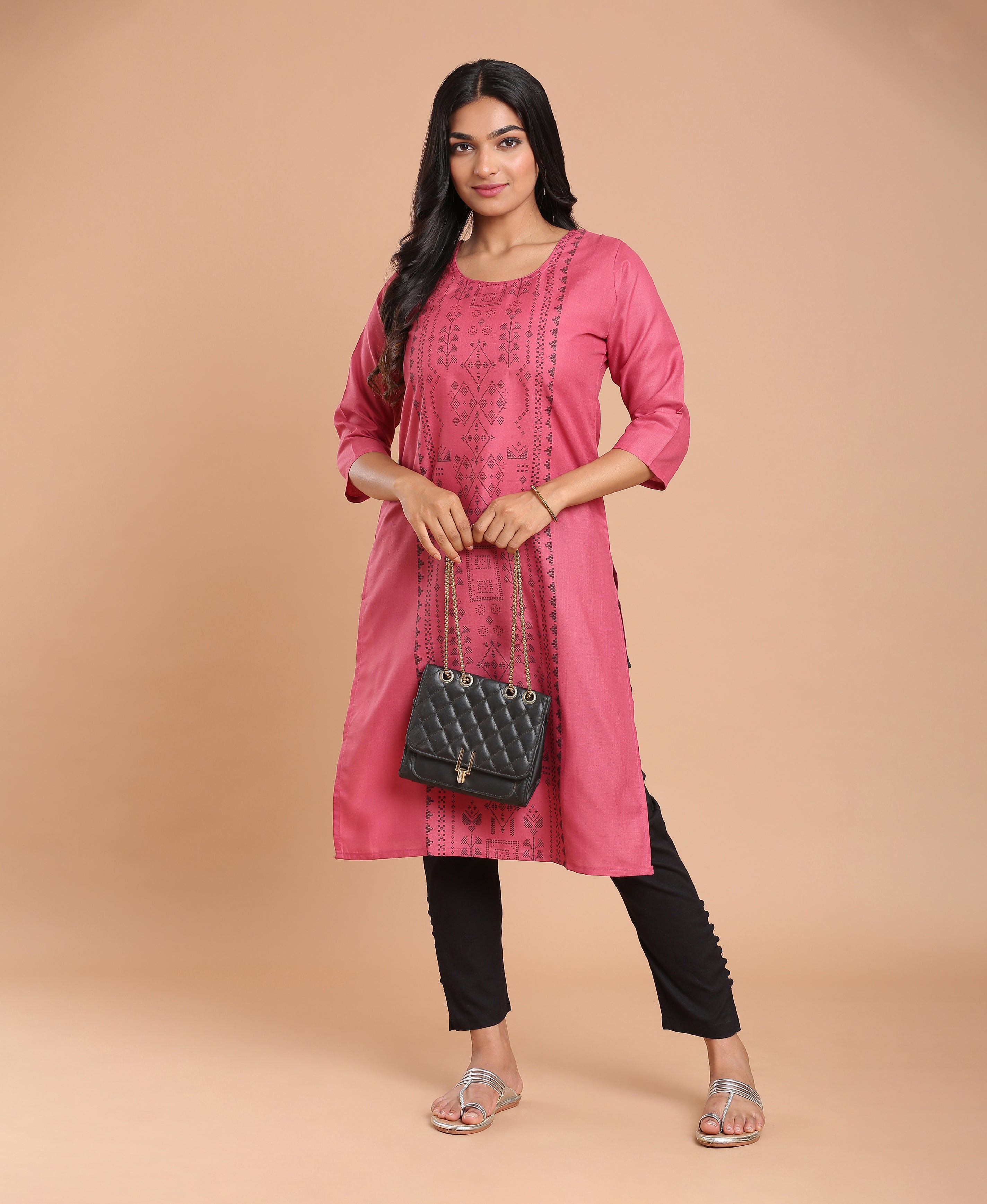 Peach Glow Poly Cotton Kurti