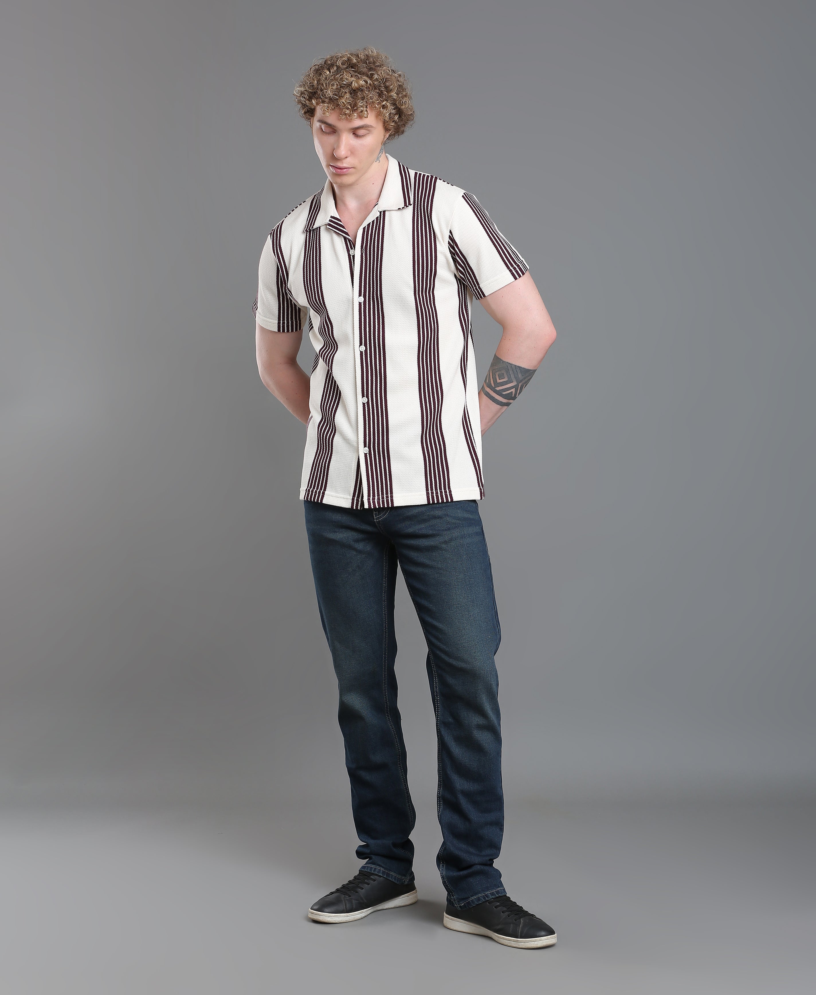 Maroon Stripe Regular Shirt