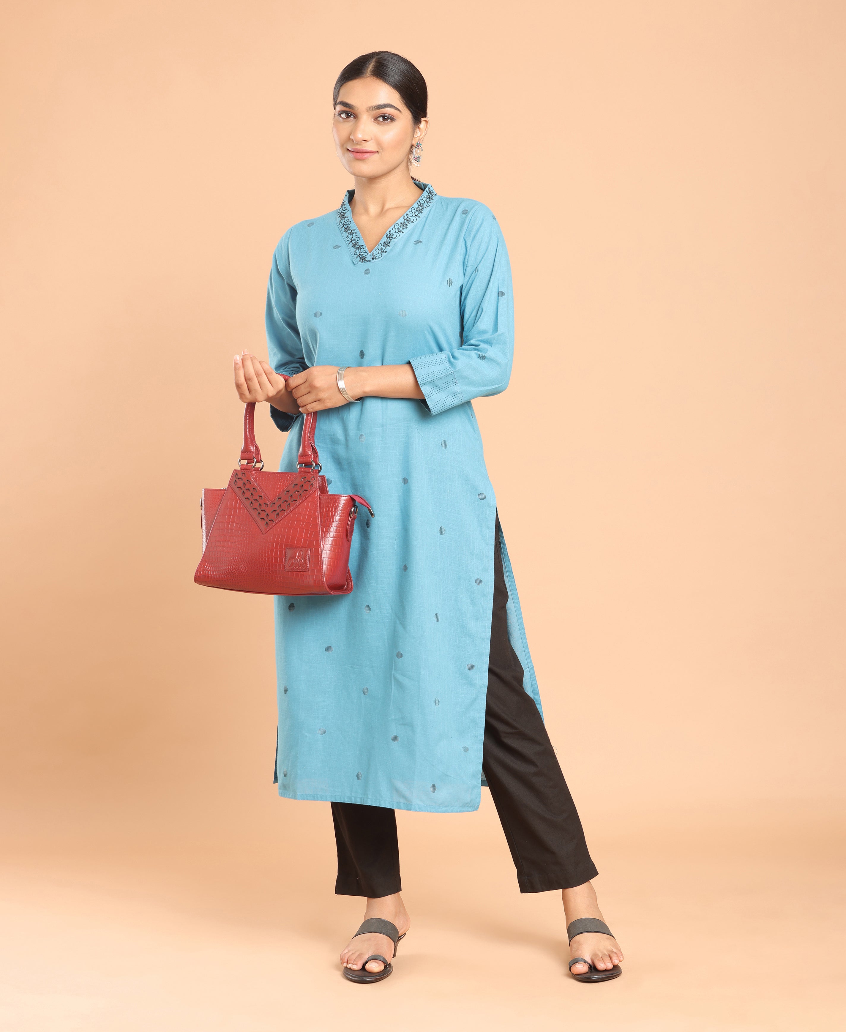 Azure Slub Cotton Kurti