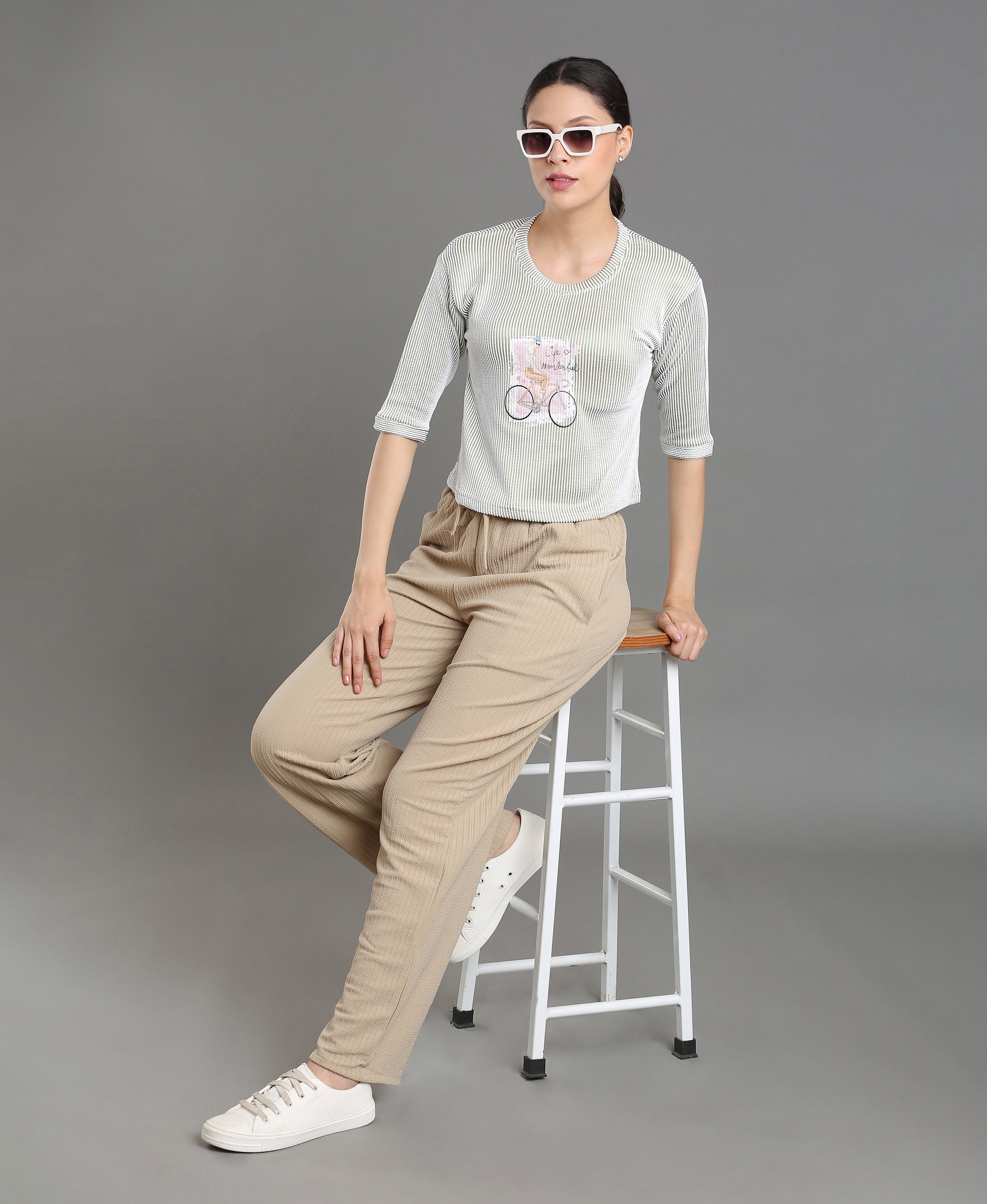 Beige Blush Knit Slim Tee