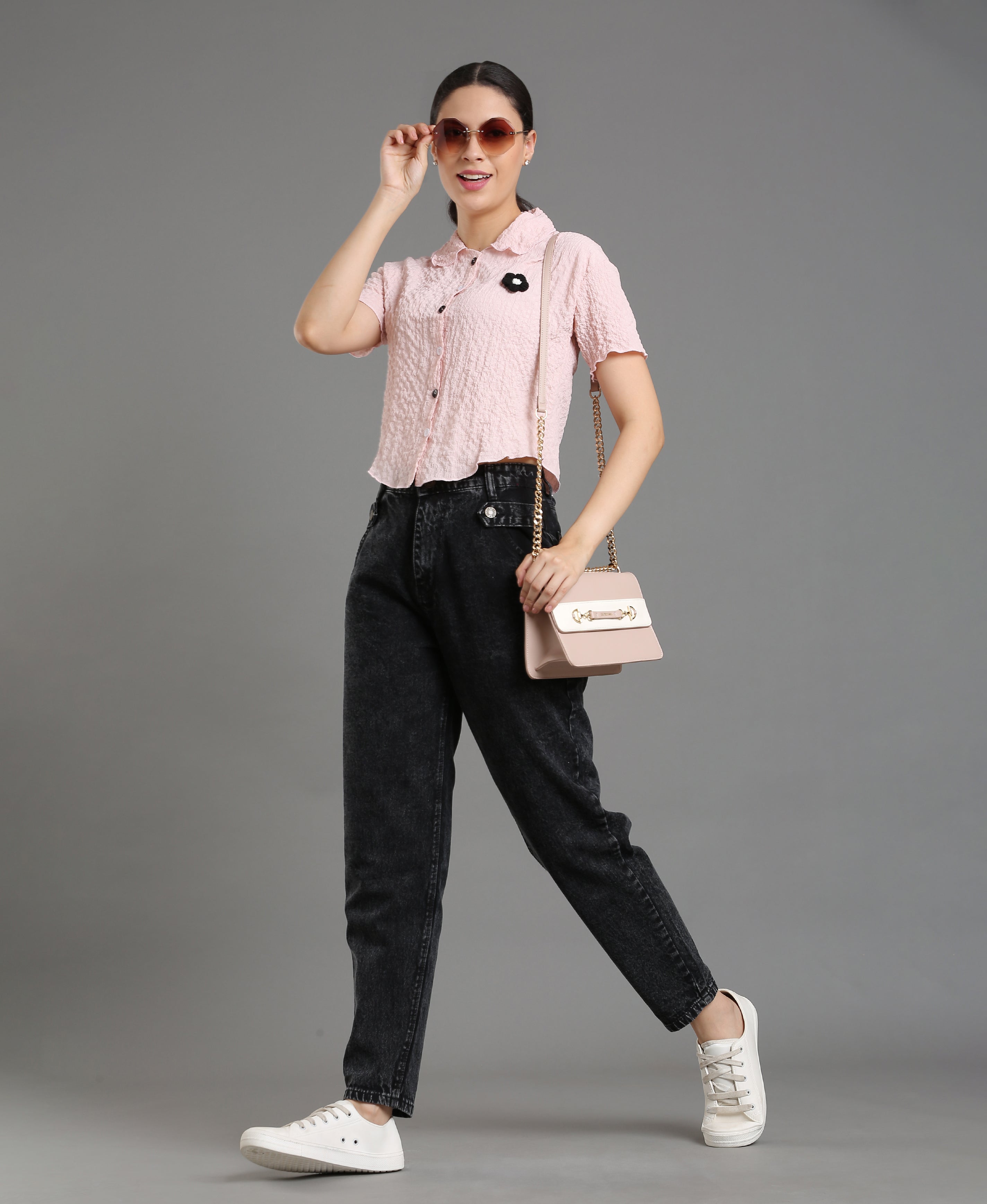 Peach Fancy Textured Top